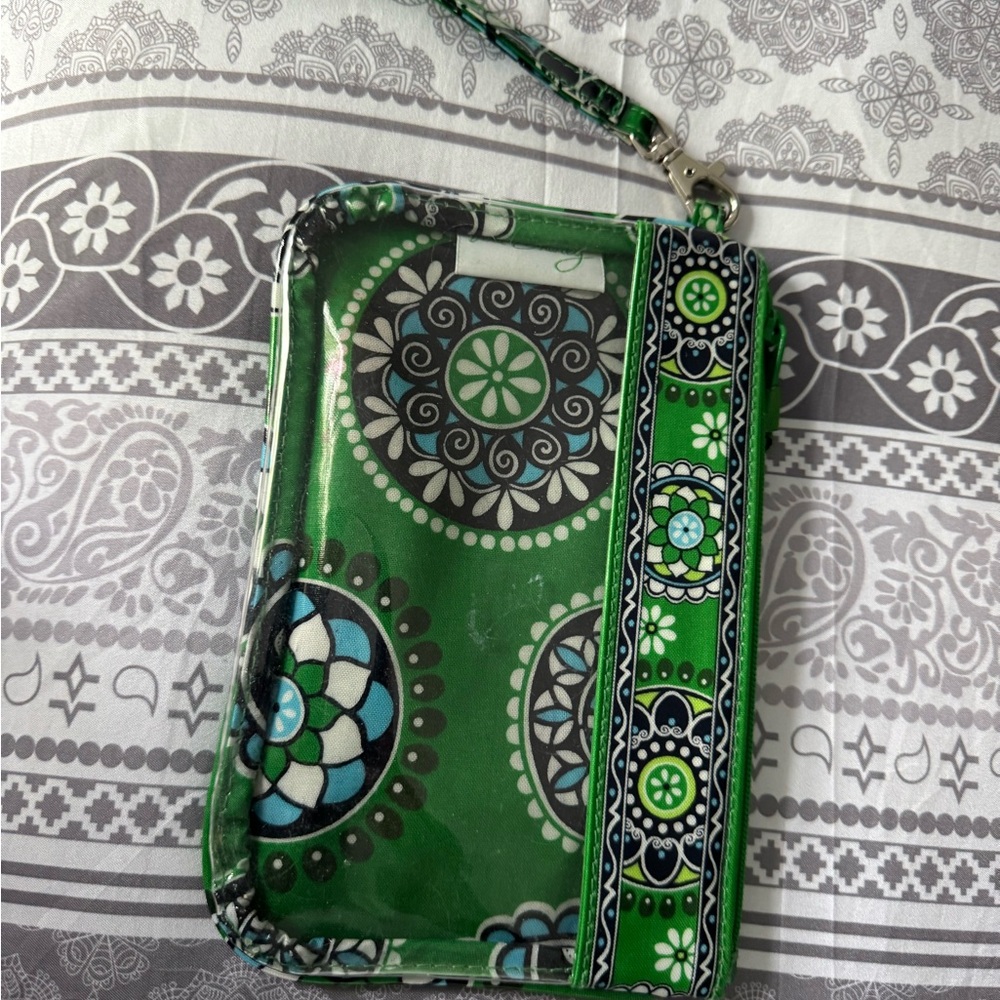 Green Floral Wristlet